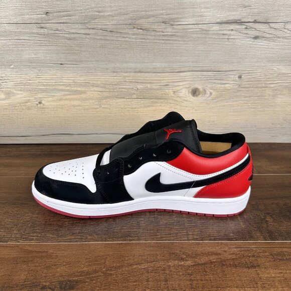 Nike Air Jordan 1 Low Black Toe Mens Size 10.5 White Black Gym Red IB8971 106 - Picture 7 of 9